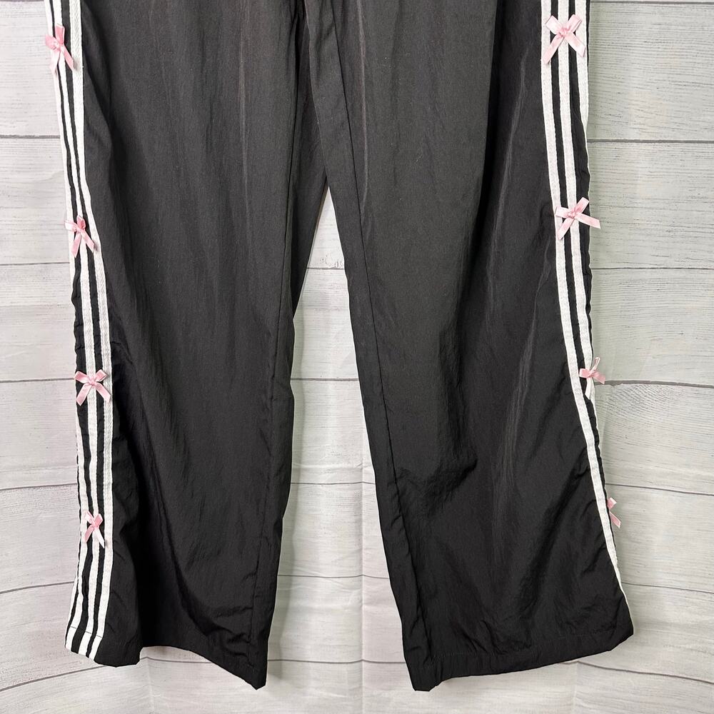 Cali 1850 Womens sz Large Erica Bow Stripe Wide Leg Track Pants Streetwear Black - Picture 5 of 12
